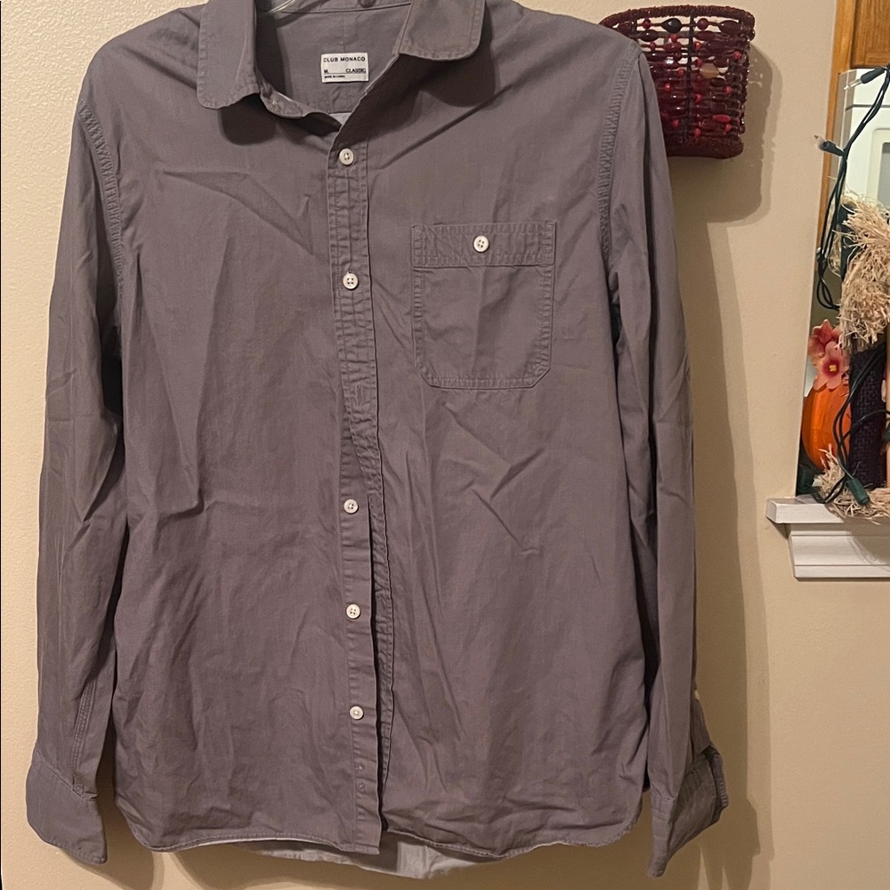 Stylish charcoal Button-Down Long sleeve shirt Club Monaco M